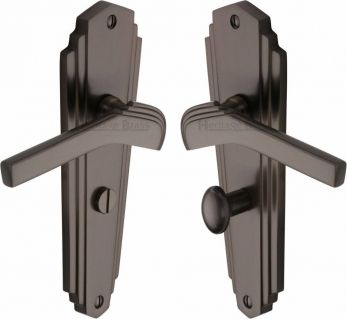 Heritage Brass Door Handle for Bathroom Waldorf Design Matt Bronze