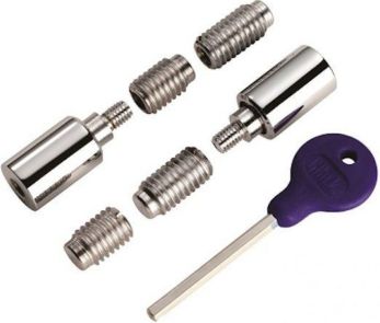 Polished Chrome WF18CP sash window stops x 2 plus key