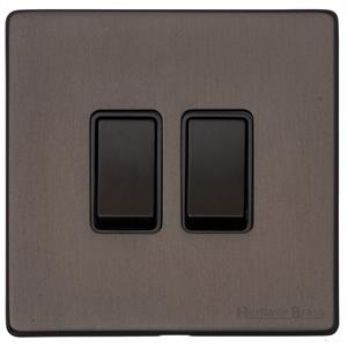 X09.110.BK Vintage Matt Bronze 2-Gang 2-Way Switch Screwless