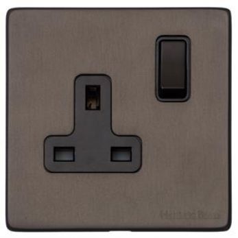 X09.140.BK Vintage Matt Bronze Single 13-AMP Socket Screwless