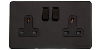 Heritage Brass XBK.150.BK Vintage Matt Black Double 13-AMP Socket Screwless