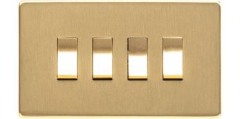 Studio Satin Brass Y44 4 Gang Rocker Switch (10 Amp)