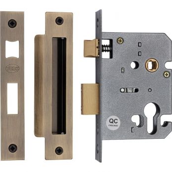 York EuroProfile Sashlock 3" Antique Brass Finish - by M.Marcus - YKSLE3N-AT