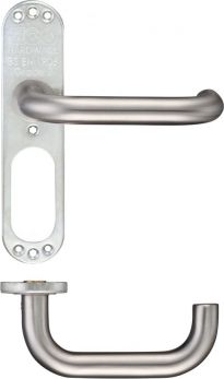 RTD Range Satin Stainless Steel Lever Door Handle on backplate (Latch Plate) - by Zoo Hardware | ZCSIP19SP
