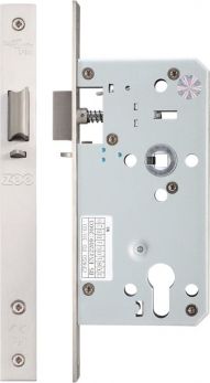 Zoo ZDL7255NLSS Din euro night latch 72mm c/c 55mm backset