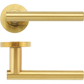 Lucca Lever - Screw On Round Rose 50mm dia. Satin Brass (ZPZ090-FSB)