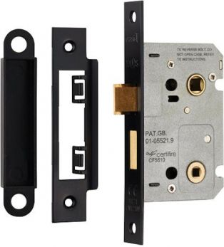 Eurospec Easi-T BAE5025MB Bathroom Mortice Lock 65mm (44.5mm backset) Matt Black