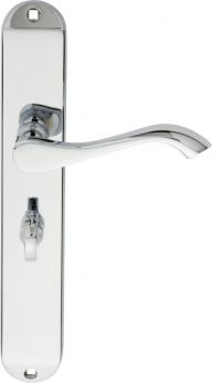 Andros Range Polished Chrome Lever Door Handle on backplate (Bathroom) - by Carlisle Brass | DL382CP