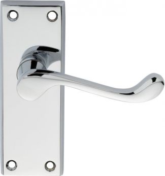 Victorian Scroll Range Polished Chrome Lever Door Handle on backplate (Latch Plate) - by Carlisle Brass | DL55CP