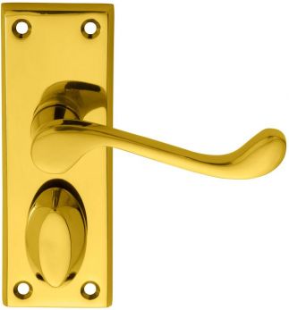 Victorian Scroll DL55WC polished brass privacy latch door handles