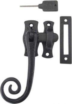 Frelan JAB19L Locking Casement Fastener Monkeytail Black Antique