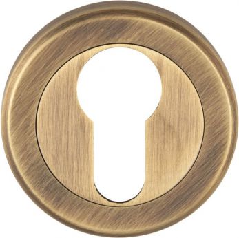 50mm Round Euro Keyhole Escutcheon in Antique Brass - Serozzetta | SZM001AB
