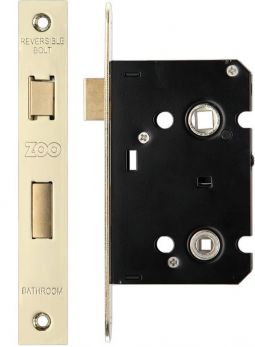 Zoo ZBC64PVD Mortice Bathroom Lock 2.5" Brass 45mm Backset
