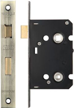 Zoo ZBC64FB UK Mortice Bathroom lLock 2.5" Florentine Bronze 45mm Backset