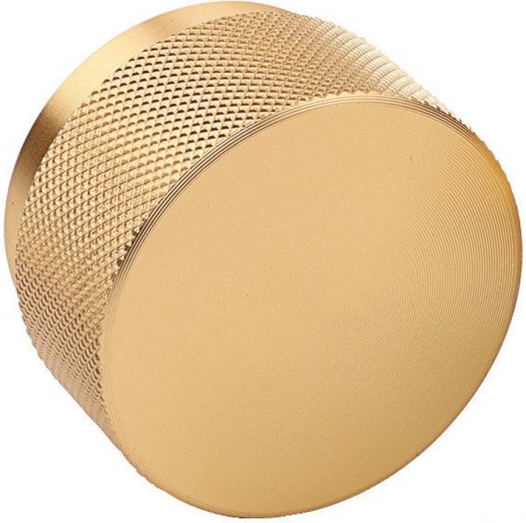 Hafele Graf Big Knurled Round Cylinder Knob Brushed Brass 50mm (106.66.104)