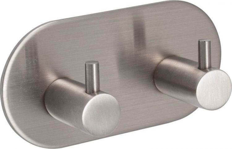 Eclipse 34738 Self-Adhesive Double Coat Hook Satin Stainless Steel