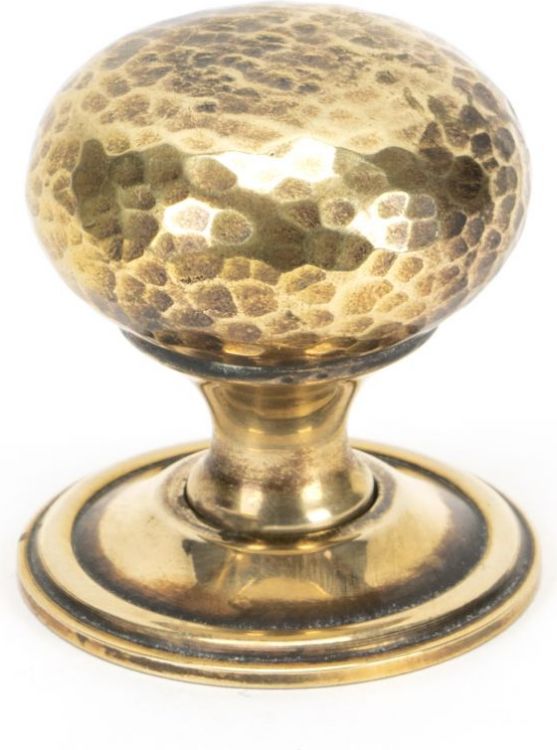 Aged Brass Hammered Mushroom Cabinet Knob 38mm