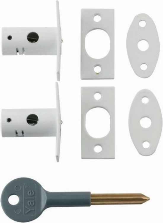 Yale 8001MW - two mortice window bolts white + key