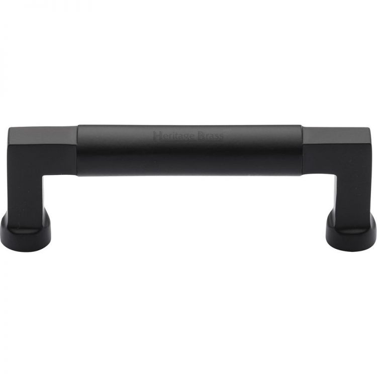 Heritage Brass Cabinet Pull Bauhaus Design 101mm CTC Matt Black Finish