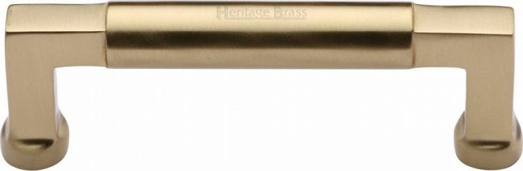 Heritage Brass Cabinet Pull Bauhaus Design 101mm Satin Brass