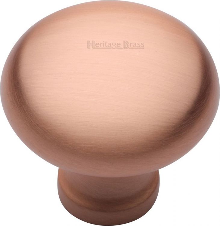 Heritage Brass Cabinet Knob Victorian Round Design 32mm Satin Rose Gold finish