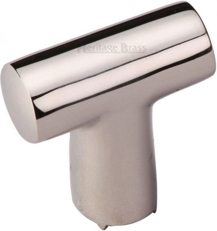 Heritage Brass Cabinet Knob T Shaped 35mm Polished Nickel finish