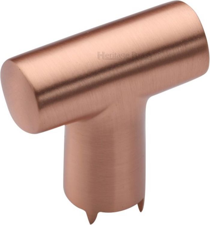 Heritage Brass Cabinet Knob T Shaped 35mm Satin Rose Gold finish