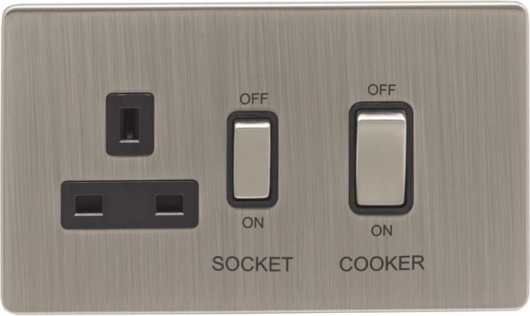 Metal Satin Nickel Cooker Switch and Socket
