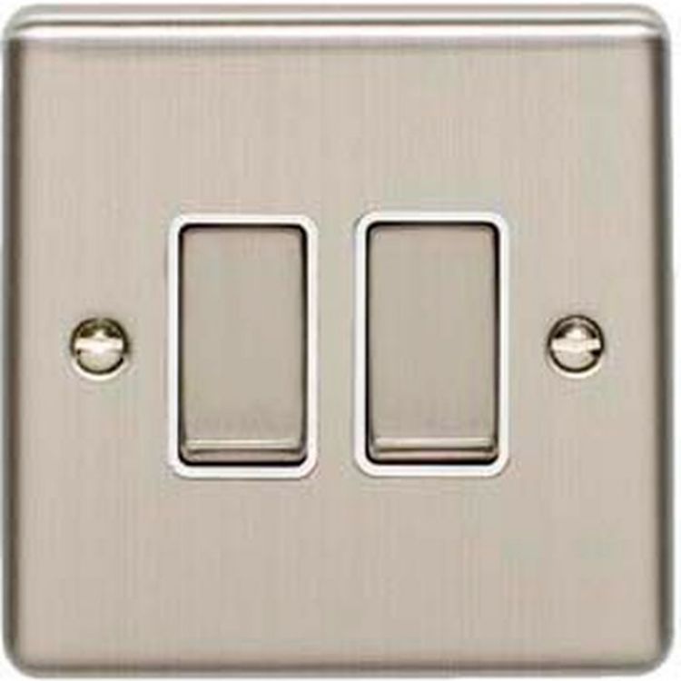 Eurolite 2 Gang 10Amp 2Way Switch Satin Enhance Range White Trim - EN2SWSSW