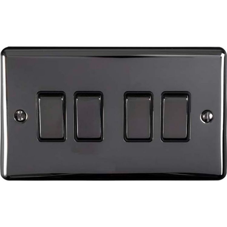 Eurolite 4 Gang 10Amp 2Way Switch Black Nickel Enhance Range Black Trim - EN4SWBNB