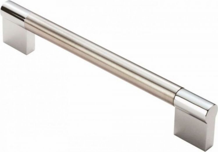 Kitchen Handle Keyhole - satin nickel & polished chrome 224mm handle