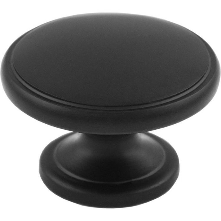 Fingertip Design Oxford Round Cabinet Knob 32mm - Matt Black  - by Carlisle Brass - FTD524SMB