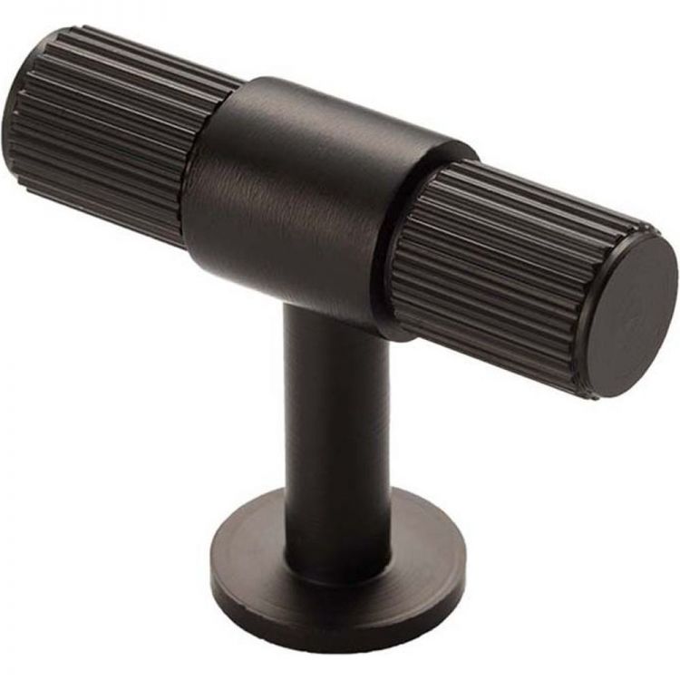 50mm T-Bar Cabinet Knob in Matt Black - Lines Range by Fingertip Design | FTD711MB