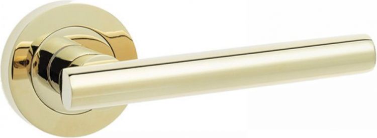 Frelan JV508PVD Petra Lever Handle on Rose PVD Polished Brass