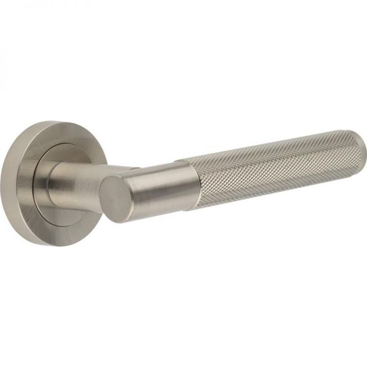 Jedo Bari Knurled Door Handles Satin Nickel - by Frelan Hardware - JV850SN