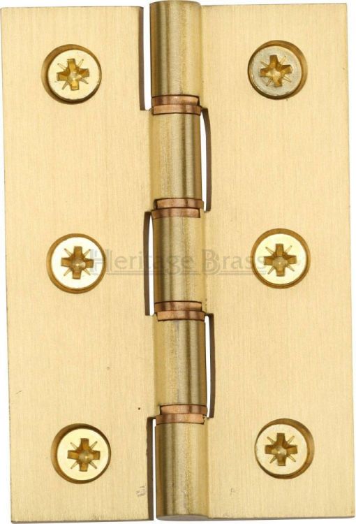Washered Door Hinge in Satin Brass, (76mm x 51mm / 3