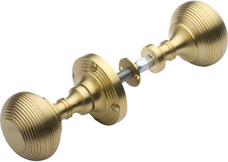 Heritage Brass Reeded Rim Knob Satin Brass finish | RIM V971-SB