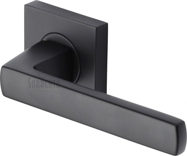 Sorrento SC-4062-BLK Axis Matt Black Lever Door Handles on Square Rose (Pair)