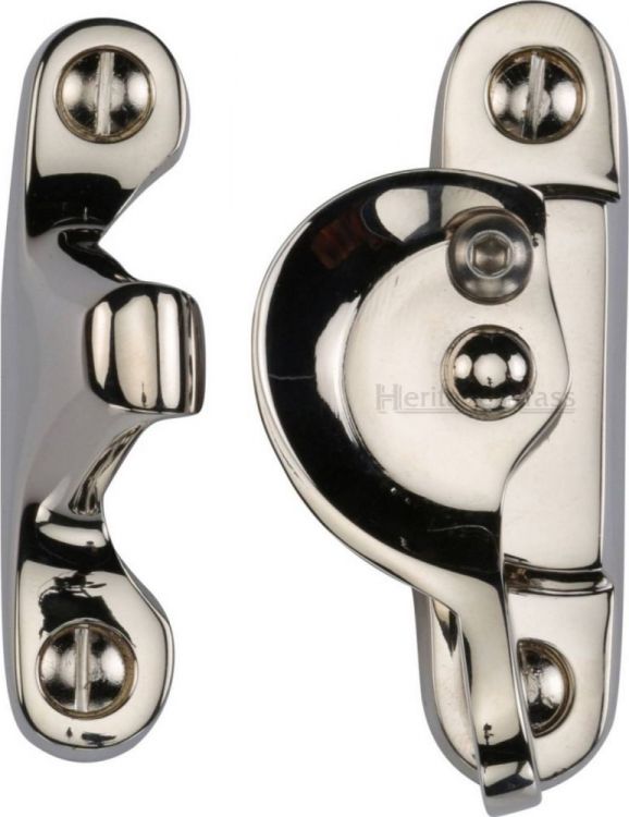 Heritage Brass V2060L-PNF Fitch Pattern Sash Fastener Lockable Polished Nickel Finish