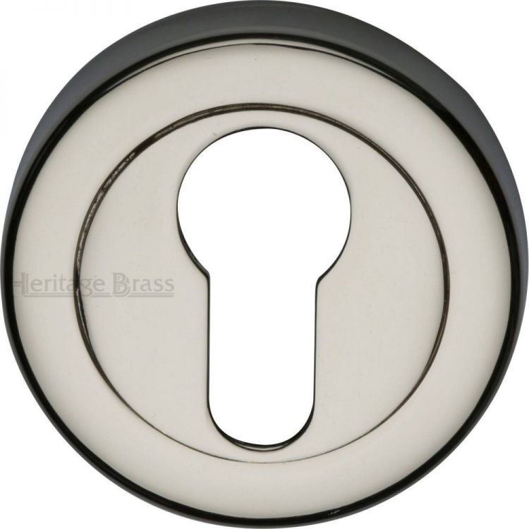53mm Round Euro Keyhole Escutcheon in Polished Nickel - Heritage Brass | V4020-PNF