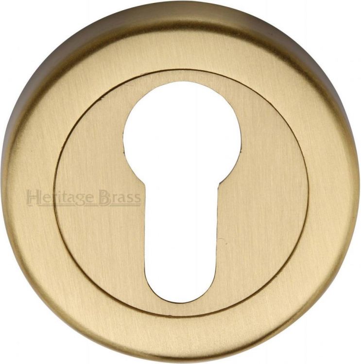 53mm Round Euro Keyhole Escutcheon in Satin Brass - Heritage Brass | V4020-SB