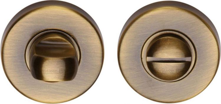 46mm Round Thumb Turn in Antique Brass - Heritage Brass | V4049-AT