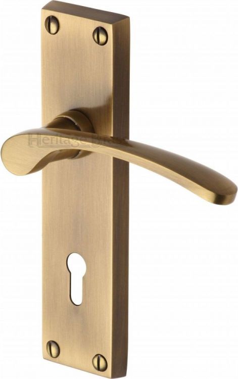 Sophia V4130-AT antique brass mortice lock door handles