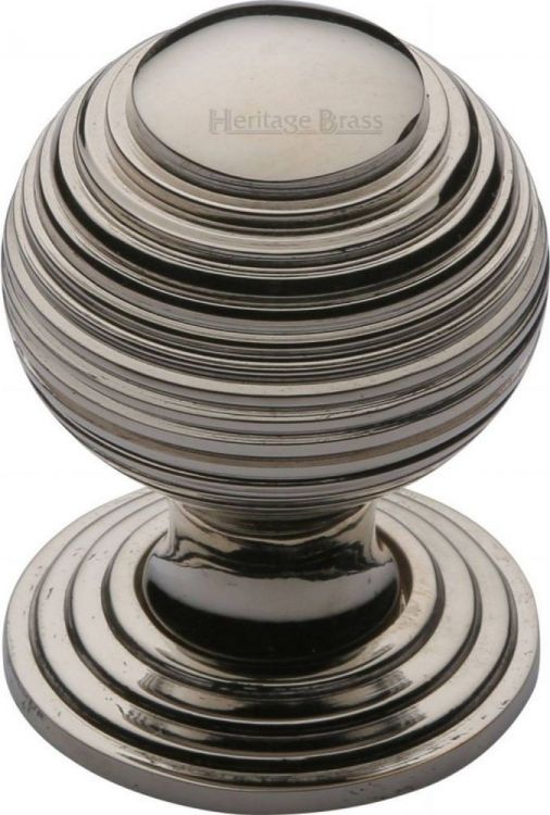 Heritage Brass V973 Cabinet Knob Reeded Design 32mm Polished Nickel finish