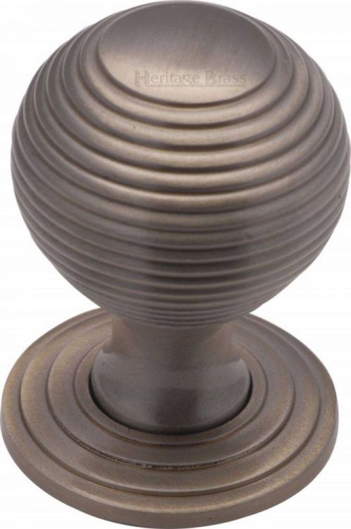 Reeded V973-SN - satin nickel 32mm cupboard knob