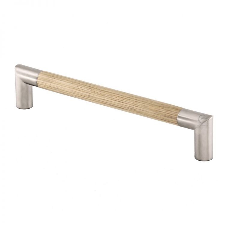 Kitchen Wooden Cabinet Pull Handle Angle Design 192mm Oak Finish - W7623-192-OAK