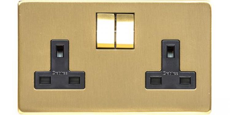 Studio Satin Brass Y44 Double Socket (13 Amp)