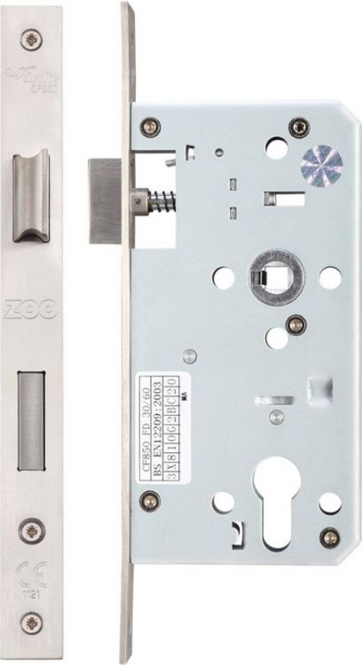 Zoo ZDL7255SS Din euro sashlock case 72mm c/c 55mm backset