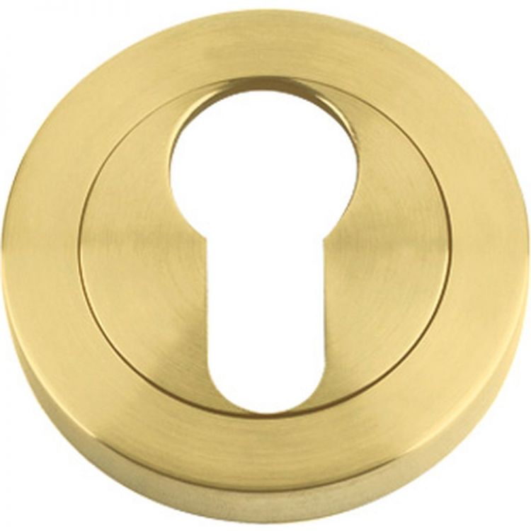 50mm Round Euro Lock Escutcheon in Satin Brass - Zoo Hardware | ZPZ001-FSB