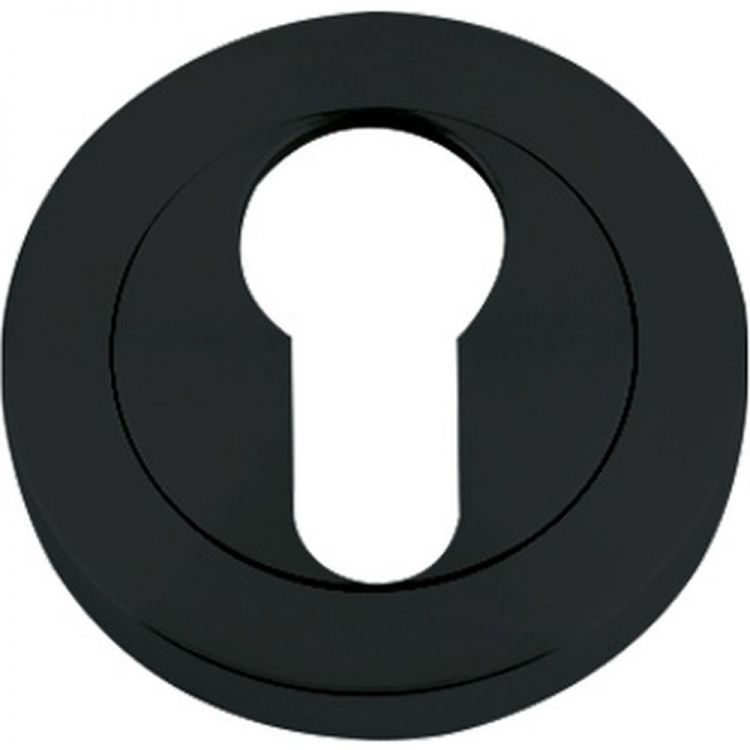 50mm Round Euro Lock Escutcheon in Matt Black - Zoo Hardware | ZPZ001-OMB
